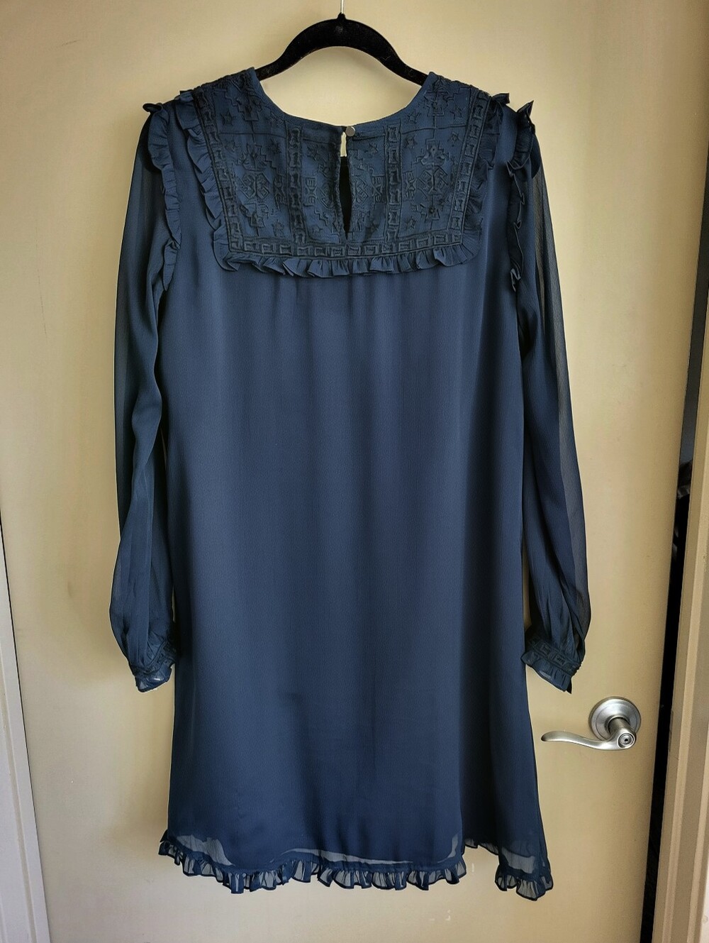 Scotch & Soda Maison Scotch Embroidered Navy Dress | Medium | Romantic Boho - Picture 3 of 9